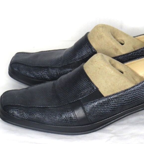 𝅺davos Gomma Italy Black Leather Lizard Print Pumps - Picture 5 of 11